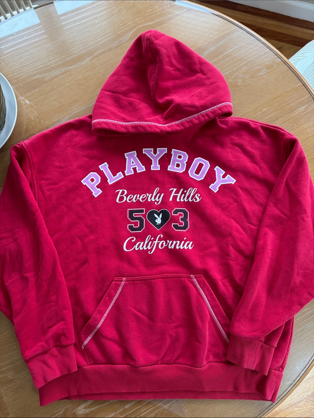 PacSun Red PLAYBOY Beverly Hills Pullover Hoodie